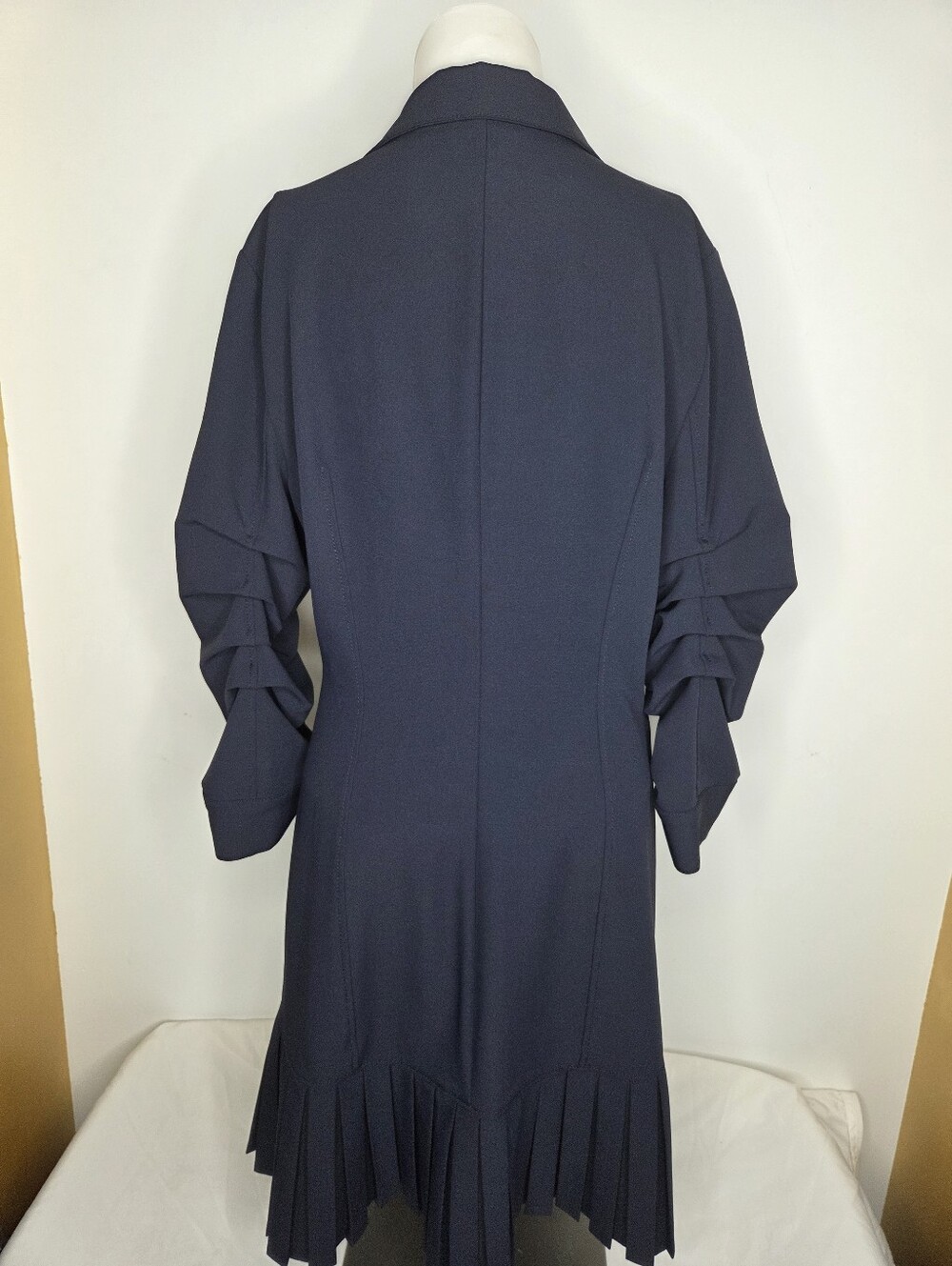 cinq a sept Size 10 "Lucilla Dress"Navy Button-Front  Dress with Pleated Hem - Picture 3 of 10